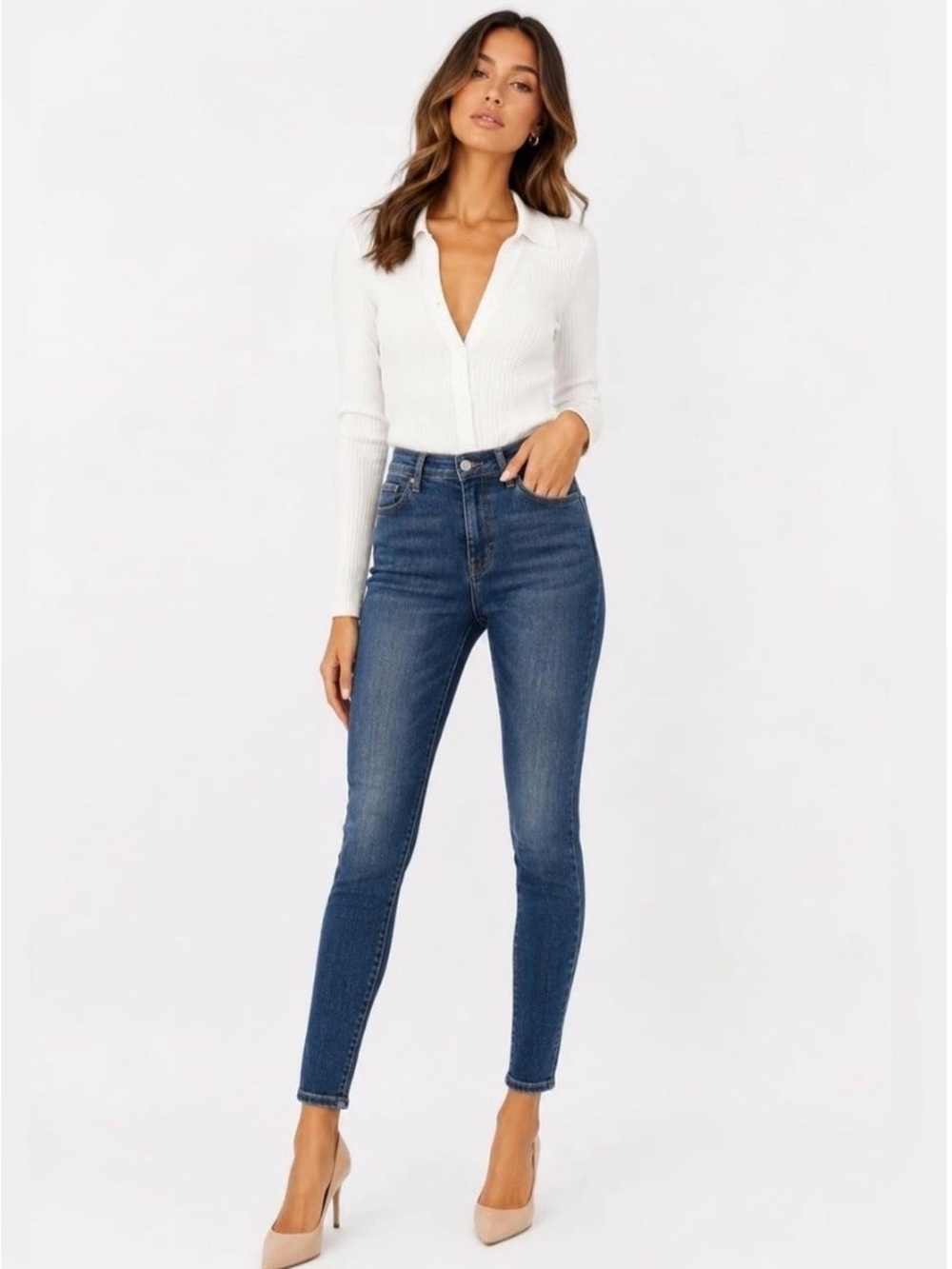 Reformation Mid-Rise Dark Blue Skinny Jeans - Women